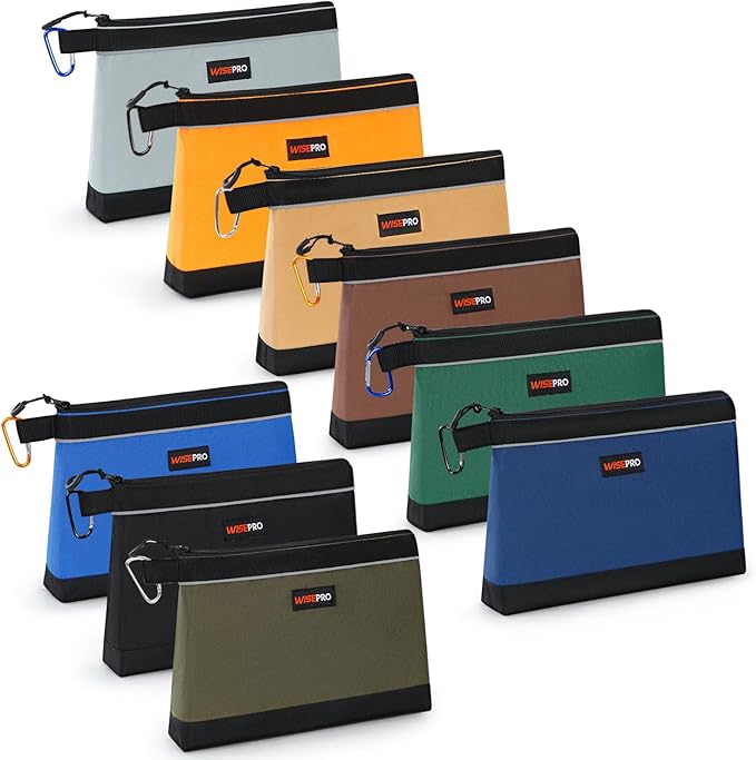 Zipper Tool Pouches, Multi-Purpose Utility Tool Bags Organizer for Small Hand Tools, Screws, Nails, Hardware, Pliers & Wrenches, Storage Pouch Set for Electricians, Plumbers, HVAC & Mechanics