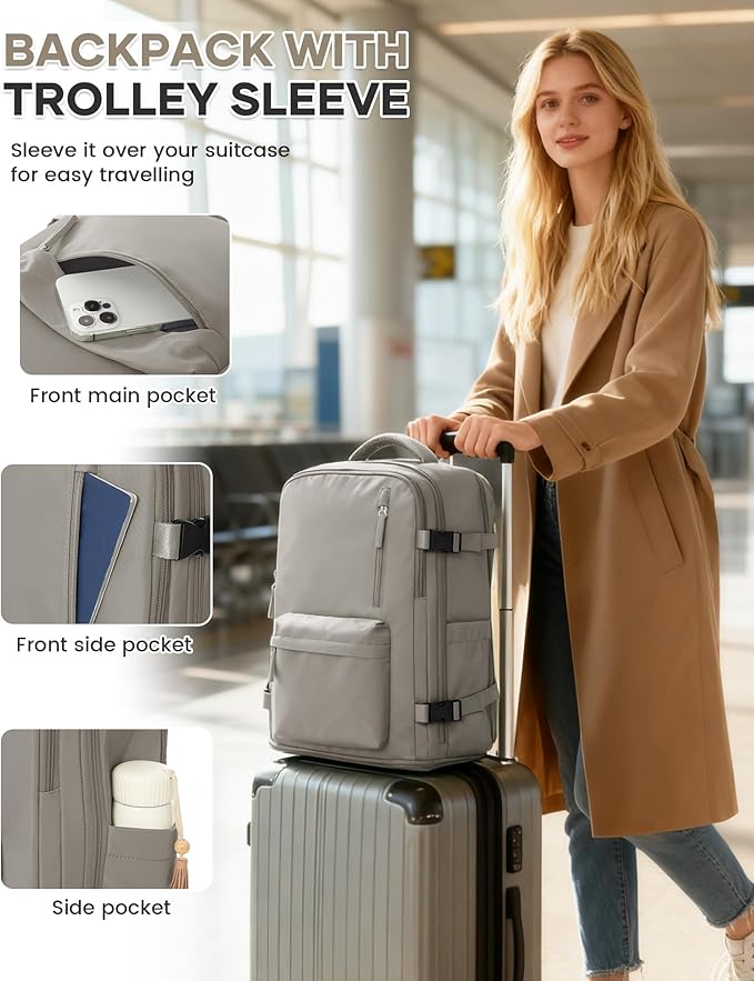 WONHOX Large Travel Backpack Carry on Flight Approved Laptop Work Business Backpack for Women Men Mochila de Viaje