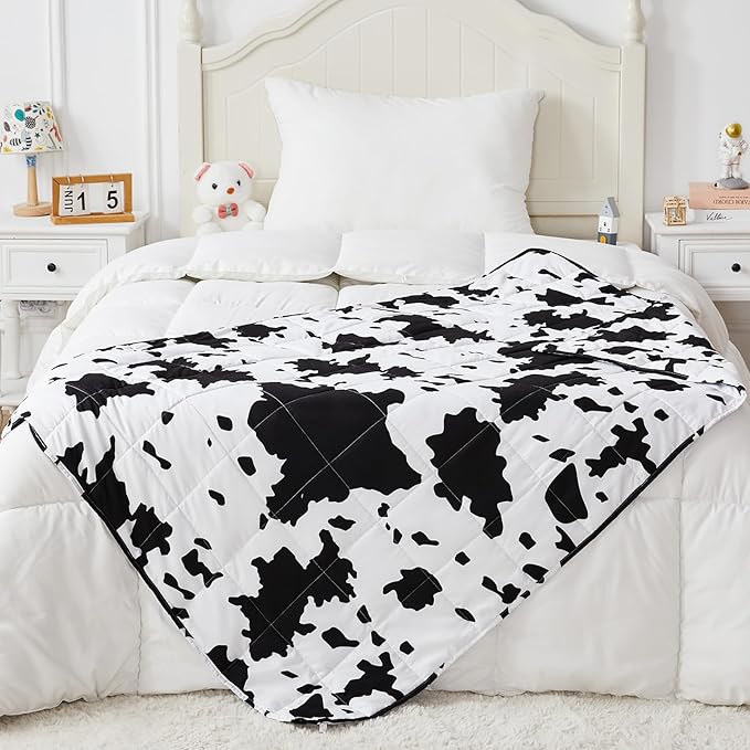 yescool Highland Cow Print Weighted Blanket 3 Pounds Cooling Cow Blanket, Heavy Blanket for Sleeping, Throw Blanket Gifts Weighted Comforter for 20-40lbs, 36"x48"