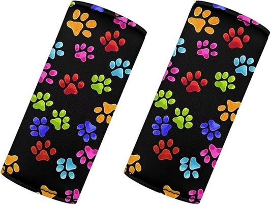BIGCARJOB Cute Paw Luggage Handle Wrap for Suitcase,Set 2 Pcs Cartoon Paw Print Travel Accessories for Women Girls Personalized Luggage Handles Wrap Grips No-Slip Door Handle Protector Covers