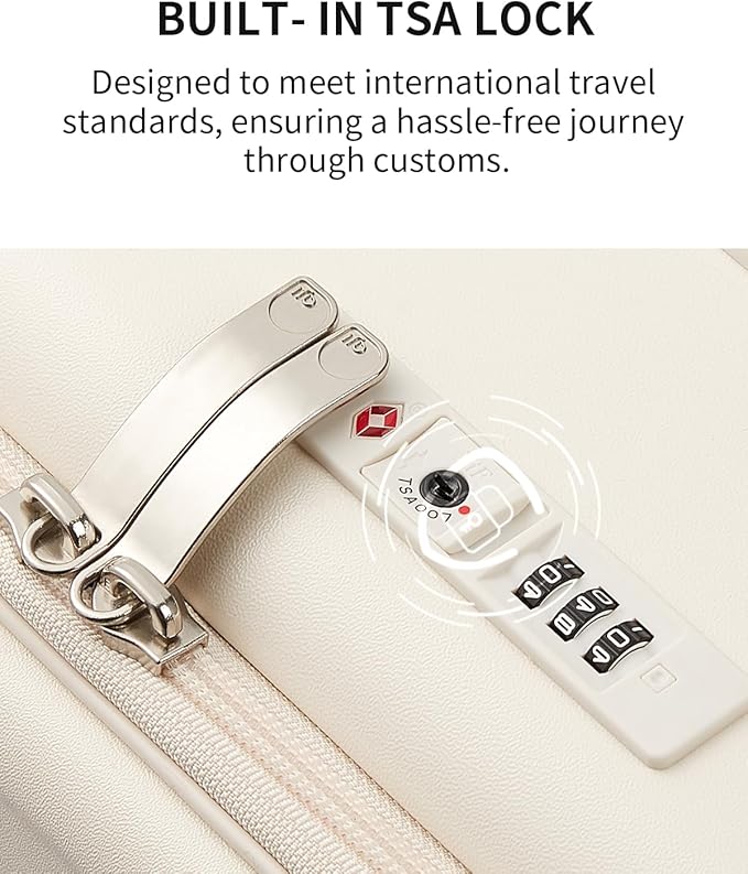 aji Expandable Top Opening Luggage Sets 2 Piece with Spinner Wheel, 20/26 Inch Luggage with TSA Lock, Lightweight PC Hard Shell Travel Luggage Suitcases for Men Women, 2-Piece Set, Coconut White
