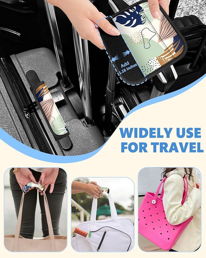 Slohif Luggage Handle Wrap 5Pcs Suitcase Identifier - Bag Strap Cover For Bogg Travel Accessories Easy Identification Bright Marker Sleeve Grips Comfort Neoprene Concealed Tag For Airport Art