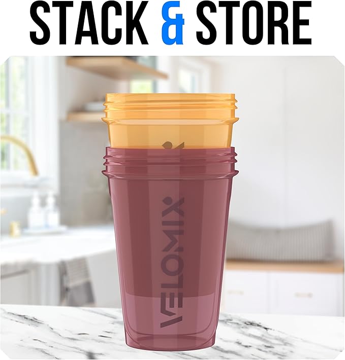 VELOMIX -2 Pack- 20 oz Protein Shaker Bottles for Protein Mixes - 2x Wire Whisk | Leak Proof Shaker Cups for Protein Shakes and Pre Workout | Protein Shaker Bottle Pack (Berry Surf)