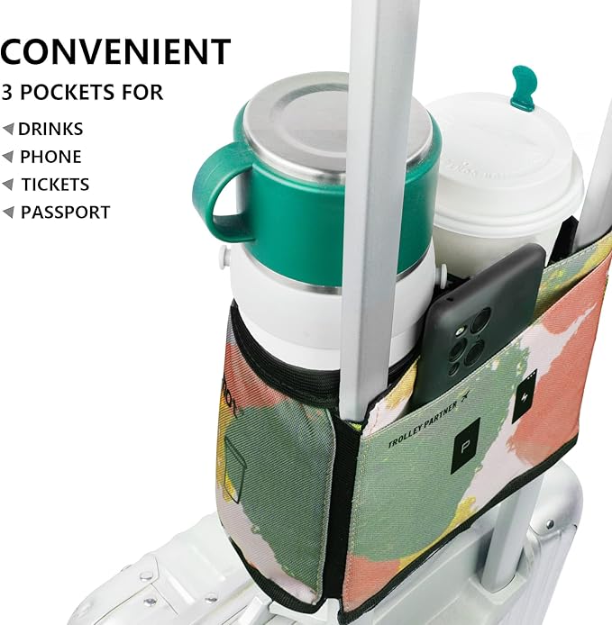 riemot Luggage Travel Cup Holder Free Hand Drink Carrier - Hold Two Coffee Mugs - Fits Roll on Suitcase Handles - Gifts for Flight Attendants Travelers Accessories Brown