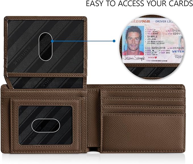 RUNBOX Wallet for Men Slim Rfid Leather 2 ID Window With Gift Box | Slim, Rfid, 2 ID Window, With Gift Box, Slim, Rfid