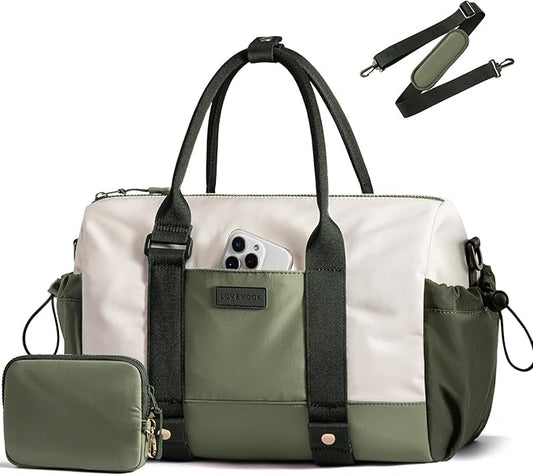 LOVEVOOK Small Gym Bag for Women with Yoga mat Holder, Mini Duffle Bag for Travel with Wet Pocket, Overnight Personal Item Bags, Lightweight Carry on Weekender Duffel for Workout, Dance, Ballet
