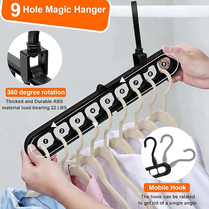 Closet Organizers and Storage, Multifunctional Organization and Storage Home Essentials Magic Space Saving Hangers with 9 Holes for Wardrobe Closet Heavy Clothes