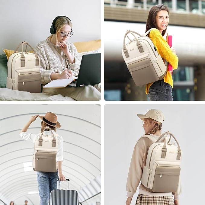 LOVEVOOK Laptop Backpack for Women 14 Inch Laptop Bag with USB Port, Fashion Waterproof Backpacks Teacher Nurse Stylish Travel Bags Vintage Daypacks for College Work