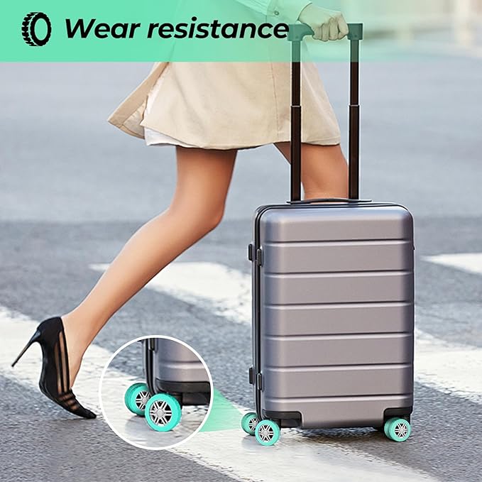 8 Pack Luggage Wheel Covers for Dual Spinner Wheels, Silicone Suitcase Wheel Protectors for 2.0"-2.4" Wheels, Noise Reducing & Anti-Scratch Tire Sleeves, Travel Accessories for Checked & Carry On