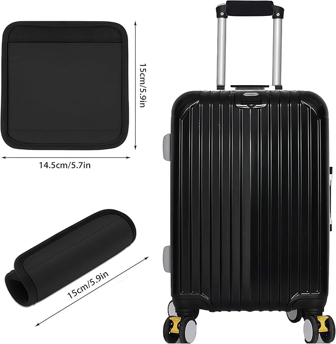 Luggage Handle Wrap 5 Pack, Luggage Tags |Handle Wraps|Handle Covers for Suitcase/Beach Bag/Backpacks, Bright Suitcase Identifiers Travel Accessories for Airplane (Black x 5)