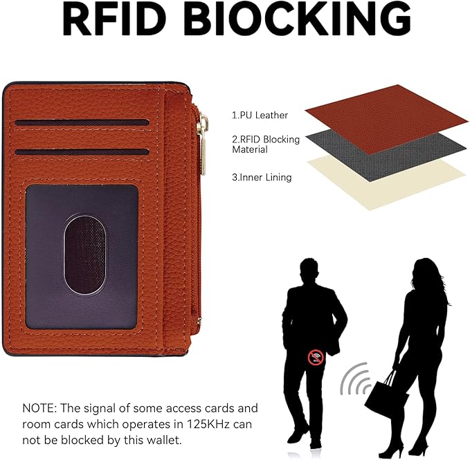 Tipmile Credit Card Holder for Women Slim Minimalist Front Pocket RFID Blocking Wallet Small Compact Card Case with ID Window, Orange