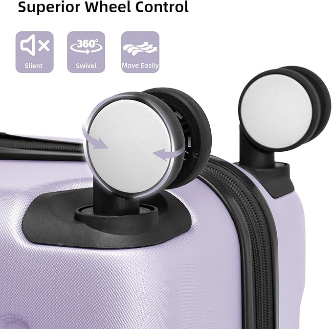 6 Piece Luggage Set Hard Shell - Lavender Expandable Suitcases with Spinner Wheels and Duffel Bags for Family Travel, Durable Carry On Luggage Sets with Lock for Women and Men