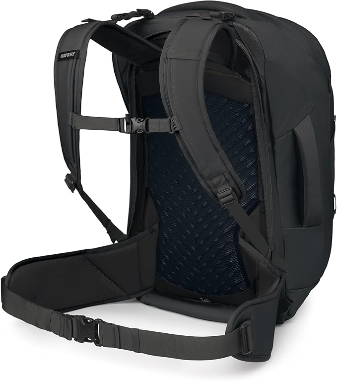 Osprey Farpoint 55L Men's Travel Backpack - Carry On Bag with Personal Item Sized Detachable Daypack, Black, Extended Fit