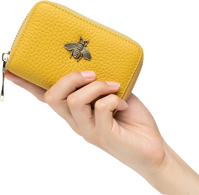 imeetu RFID Credit Card Holder, Small Leather Zipper Card Case Wallet for Women