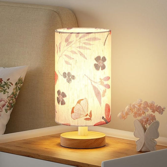 Small Table Lamps (Butterfly Cream Shade, 9" Inline Control) | 3000K LED Blub Included | 680 Lumens | Easy Assembly | Minimalist Design | E26 | for Kitchen | for Kids Room