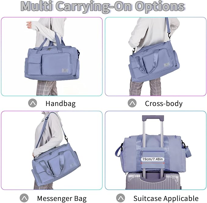 FIORETTO Women's Gym Duffle Bag with Shoes Compartment, 30L Capacity, Ideal for Travel, Gym, Sports, Duffel, Weekender