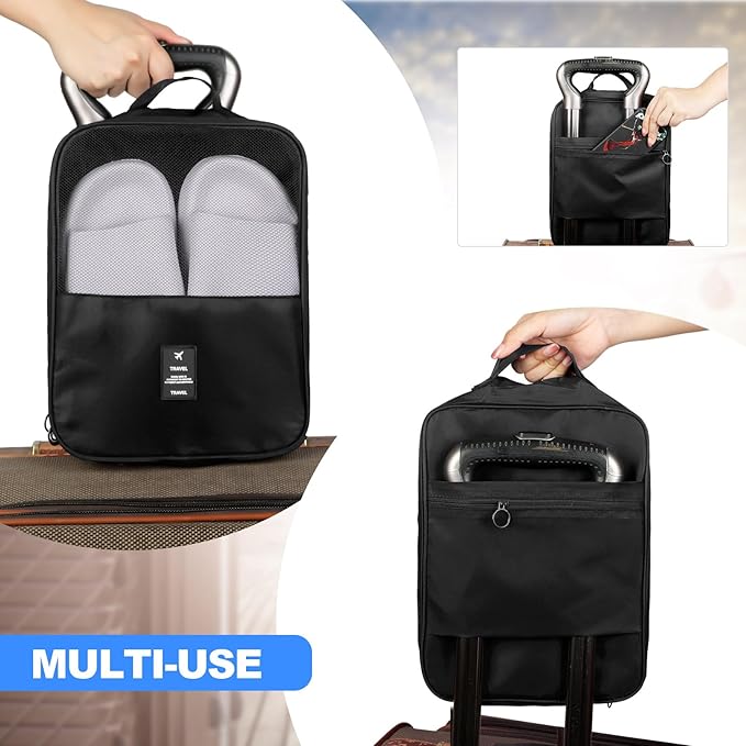 Windyun 2 Pcs Shoe Bags for Travel Holds 3 Pair of Shoes Travel Shoe Bag for Packing Portable Shoe Cubes for Travel and Daily Use(Black)