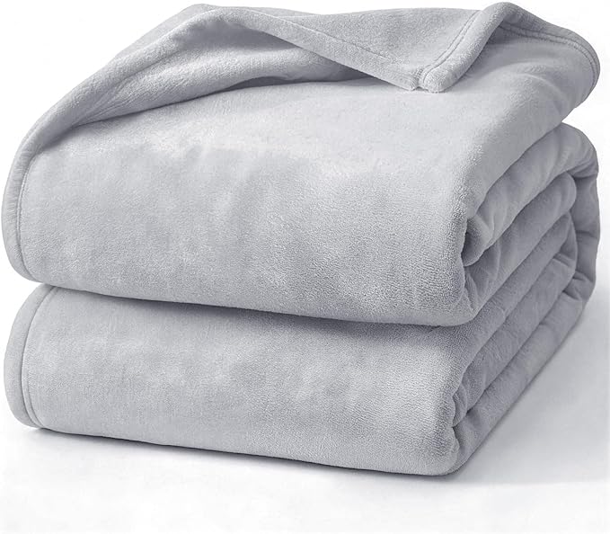 Hansleep Fleece Light Grey Full Blanket, Super Soft Flannel Fuzzy Plush Cozy Blanket for All Seasons, Light Grey, Full 84x90 Inches