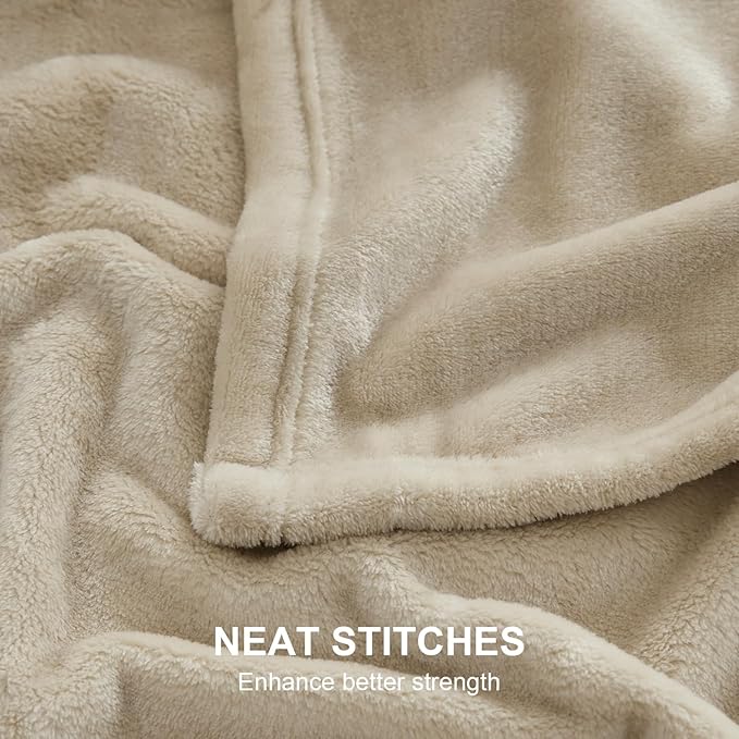 Hansleep Fleece Taupe Full Blanket, Super Soft Flannel Fuzzy Plush Cozy Blanket for All Seasons, Taupe, Full 84x90 Inches