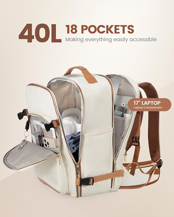 LOVEVOOK Travel Backpack for Women with Waist Strap,40L Cute Carry on Backpack Travels Essentials Personal Item Backpack for Traveling on Airplane,Large Carry on Luggage Travel Bag Flight Approved
