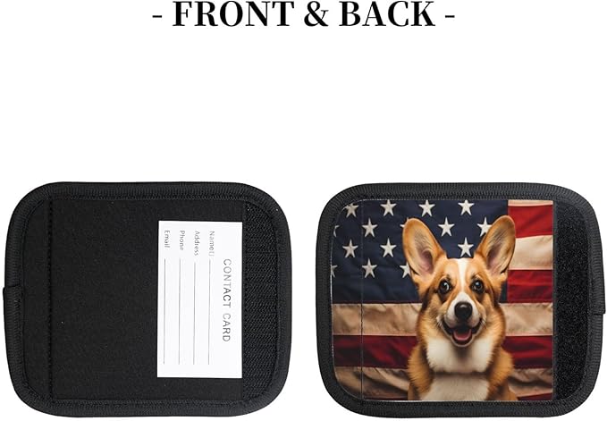 Luggage Handle Wraps Animal Corgi Usa Flag Luggage Identifiers Soft Neoprene Luggage Handle Wraps For Suitcase Trolley Handle Grip Cover 2 Pack Luggage Tags