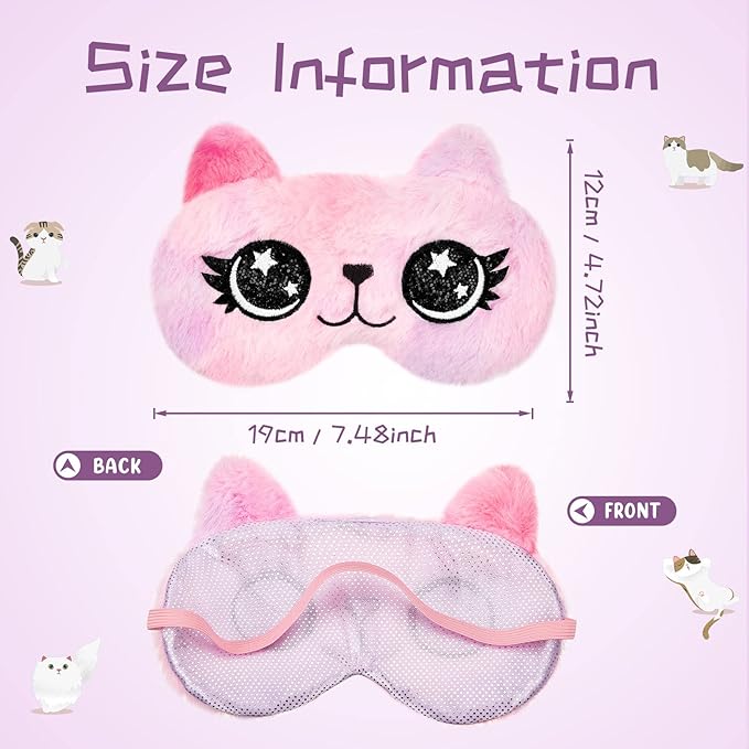 Geyoga Sleep Mask for Kids, Girls Plush Sleeping Eye Cover Soft Eye Blindfold Cover Animal Shade for Kids(Various Color)