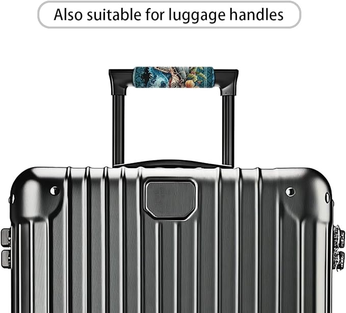 BIGCARJOB Blue Sea Turtle Luggage Handle Wrap for Suitcase,2 Pcs Personalized Door Handle Protector Covers Luggage Handle Wraps Protection Cover for Women