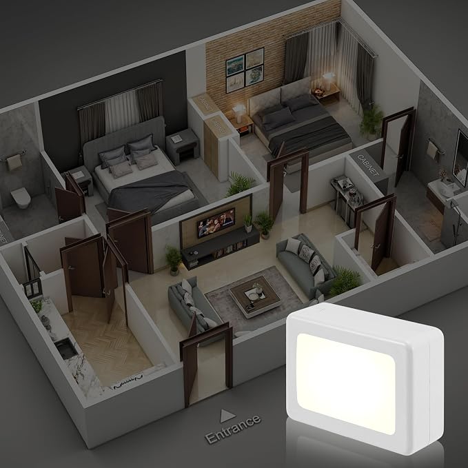 4 Pack Night Light Plug in Wall with Adjustable Direction,with Light Sensor | Dusk to Dawn Auto On/Off,Soft White 2700K 100LM, Nightlight for Hallway, Bathroom, Bedroom, Kitchen, Nursery,Non-Dimmable