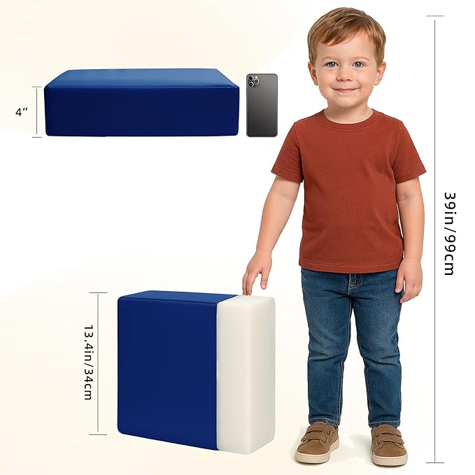 Toddler Booster Seat Dining Table Kitchen Chair, Waterproof Anti-Scratch PU Cushion, Non-Slip Bottom, Adjustable Buckle Straps, Easy Clean Portable Seat Cushion (Dark Blue)