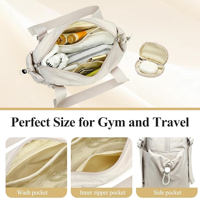 CAMTOP Mini Gym Bag for Women, Small Gym Tote Bag Puffy Quilted Sports Duffel Bag with Wet Compartment and Coin Purse Duffel Bags Dance Yoga Workout Bag for Gifts
