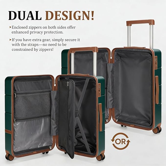 Luggage Sets, 2 Piece Suitcase set with wheels Tsa Lock 20/24 inchi Hardshell Waterproof Travel Suitcases luggage for Women/Men/Family (Dark Green)