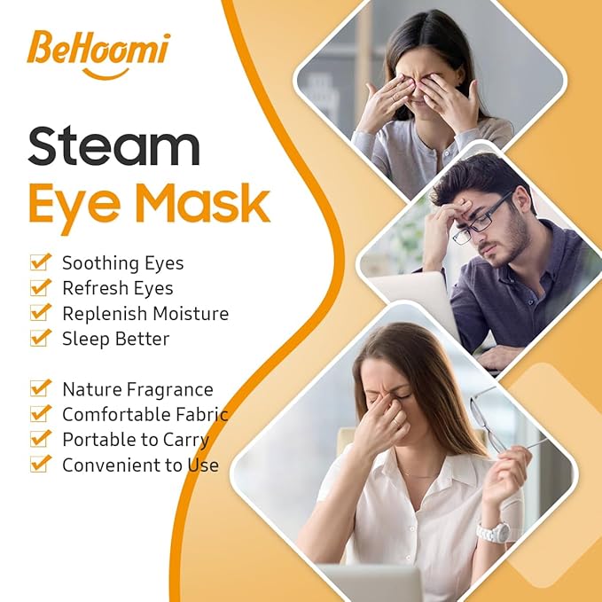20Packs Steam Eye Mask, Heated Eye Mask Warm Compress for Eyes, Disposable Self Heating Steam Mask for Home, Sleep, Spa, Travel Essentials & Relaxation Gifts, Valentine's Day Gifts (Orange)