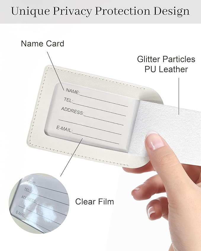Luggage Tags for Suitcases, PU Leather Travel Tags for Luggage.(Cream)
