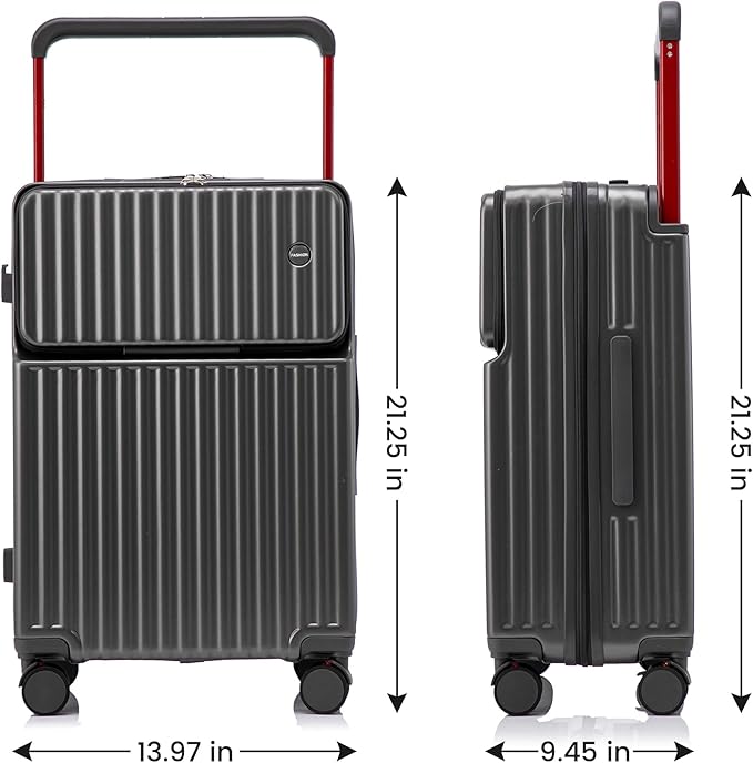 20 Inch Carry On Luggage with Spinner Wheels,PC Hard Shell Suitcase with USB Port,Lightweight Travel Luggage Airline Approved for Men Women (Iron Gray)