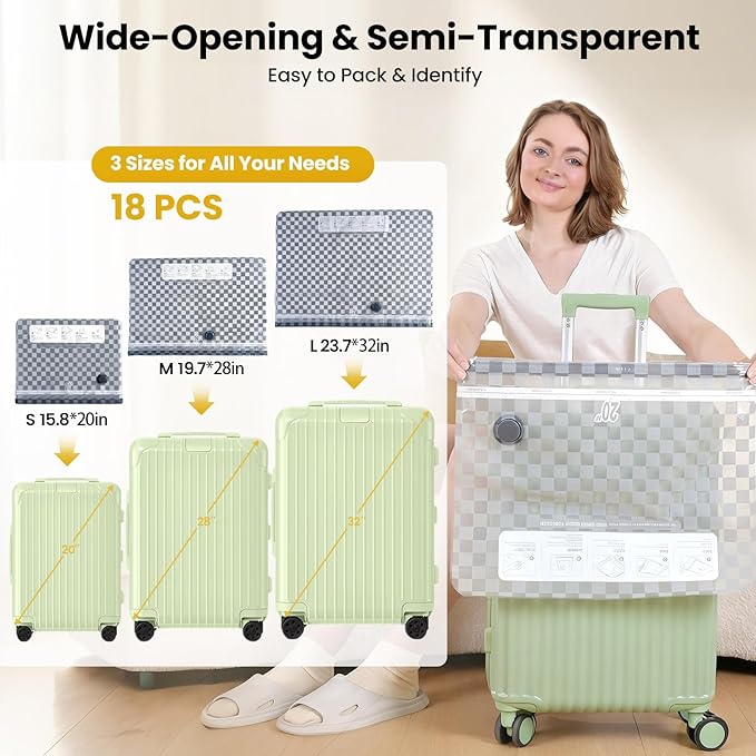Vacuum Bags for Travel with Rechargeable Digital Display air Pump,18 PCS Combo Travel Size Vacuum Seal Bags for Luggage and Suitcase,Space Saver for Clothes,Home Storage