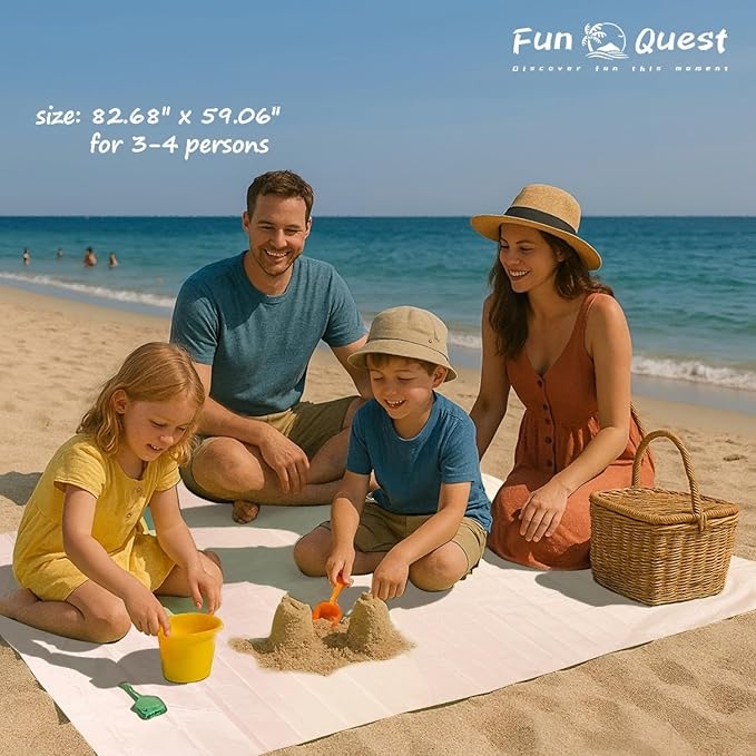 Picnic Blanket Waterproof – Packable Sand Proof Beach Blanket (0.42lb/0.66lb), Compact & Foldable, Fits in Pocket with Integrated Stakes, Ideal for Camping, Hiking, Travel, Concert, Festival