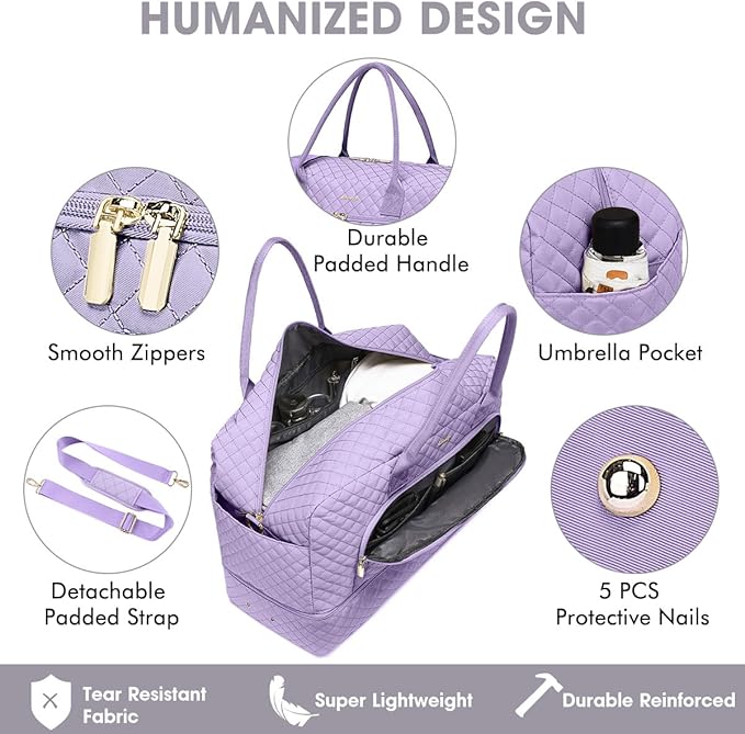 Travel Duffel Bags for Women with Shoe Compartment, Weekender Overnight Bag with Wet Pocket & Toiletry Bag, Carry On Personal Item Bag, Travel Tote Gym Bag, Hospital Bags for Labor and Delivery