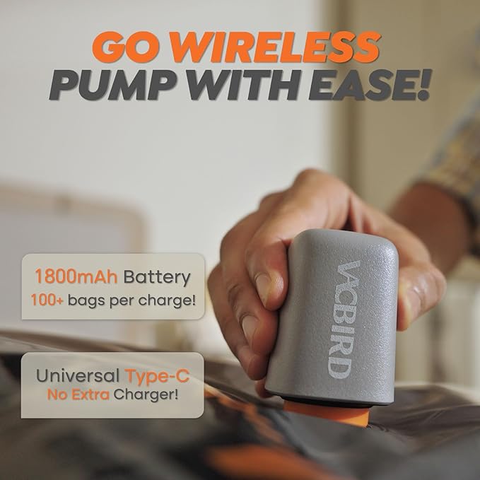 Rechargeable Wireless Pump Travel Storage Bags Set - Portable Space Saver Bags for Travel & Home - Vacuum Compression Packing Seal for Clothes, Blankets, Seasonal Storage 15 Combo Set