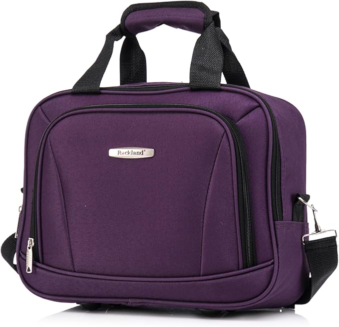 Rockland Melbourne Hardside Expandable Spinner Wheel Luggage Set, Purple, Carry-On 20-Inch and Tote 14-Inch