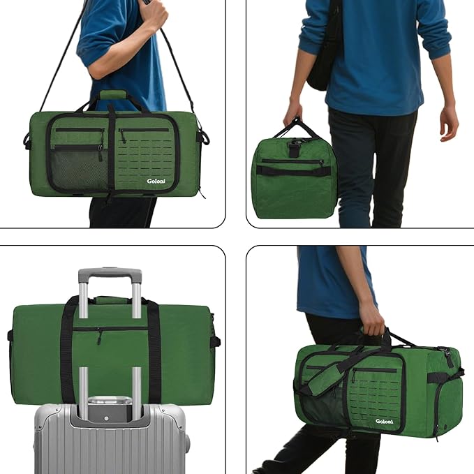 Foldable Travel Duffle Bag for Men Women, Waterproof with Shoe Compartment, 80L 120L Large Collapsible Luggage Bag, Lightweight Packable Duffel for Travel Sports Gym Airline Carry On Checked Bag