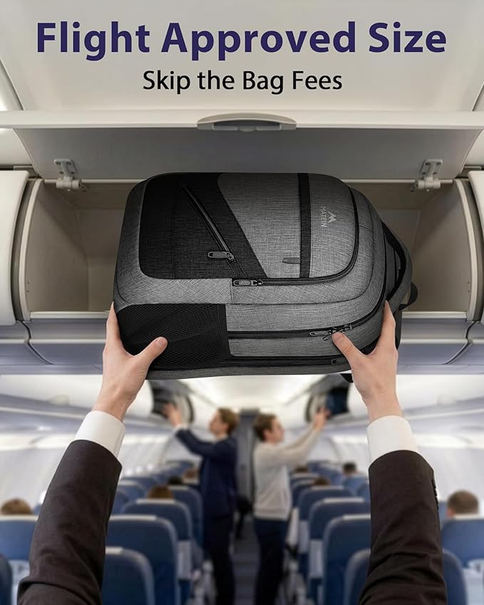 MATEIN Extra Large Laptop Backpack 18.4 Inch, Airplane Approved Travel Backpack with Luggage Strap and Anti Theft Pocket, 50 L College Computer Carry On, Gifts for Business Work Men, Grey Black