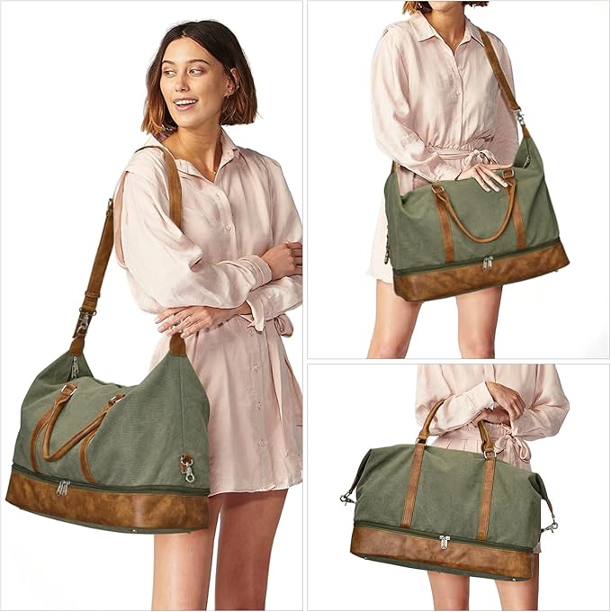 S-ZONE Weekender Bags for Women and Men Travel Duffel Bags with Shoe Compartment Overnight Carry on Duffle Tote Bag