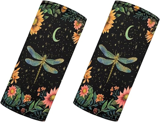 BIGCARJOB Flower Dragonfly Luggage Handle Wrap for Suitcase 2 Pack No-Slip Door Handle Protector Covers Luggage Handles Wrap Grips Personalized Luggage Tags Replacement