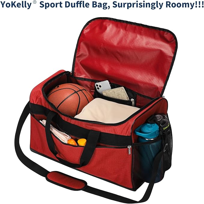 Gym Bag 20 inch Sport Duffle Bag for Men - 40L Weekender Duffel Bag for Travel - Red