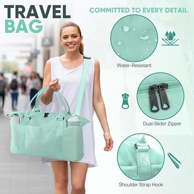 Grass Weekender Travel Bag - Small Gym Bag for Men & Women, Overnight Bag with Trolley Sleeve, Airplane Travel Essentials