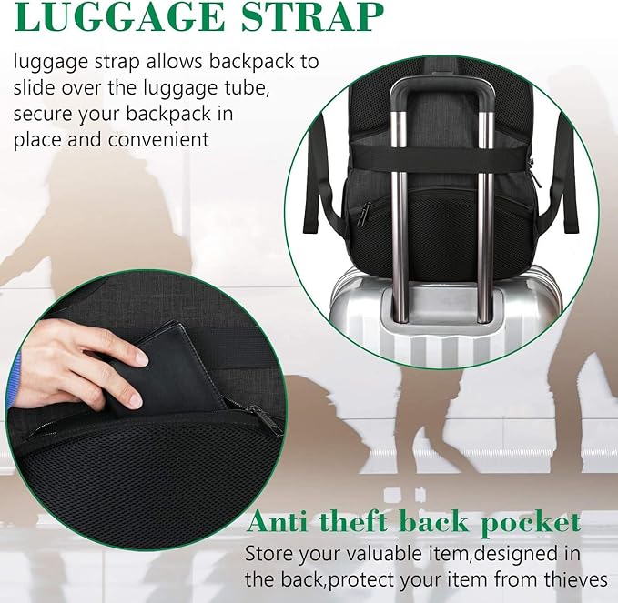 MATEIN Extra Large Travel Backpack, TSA Friendly 18.4 Inch Laptop Backpack, Anti Theft Flight Approved Business Work College Computer Backpack Big Bag for Women Men, Black
