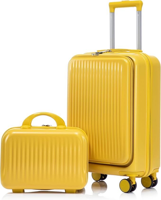 Hardside Luggage, Durable Suitcase with Spinner Wheels, 20/14 Inch