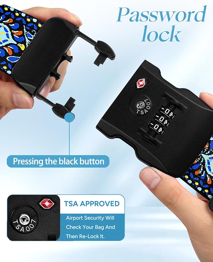 Slohif Luggage Straps TSA Lock for Suitcases - Travel Belt TSA Approved Accessories Luggage Identifiers Carry On Bag with Buckle Nylon Adjustable Band for Add a Bag Bird