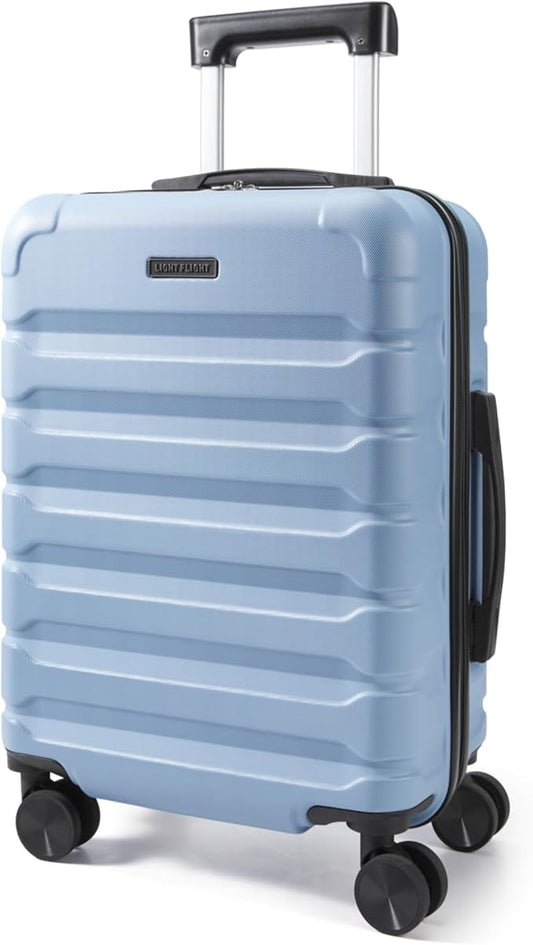 LIGHT FLIGHT Carry On Luggage 22x14x9 Airline Approved, Expandable Carry On Suitcases with Wheels, Lightweight Luggage, Durable Hard Shell 20 Inch Rolling Suit Case for Men Women Travel,Light Blue