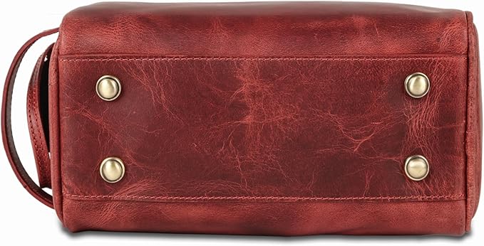 KomalC Leather Toiletry Bag for Men & Women – Handcrafted Travel Grooming Kit with Water-Resistant Lining and Secure Zipper Closure